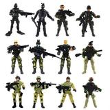 Special Force Army SWAT Soldiers Action Figures with Weapons and Accessories 4 Inches Tall 12 Figures/Pack