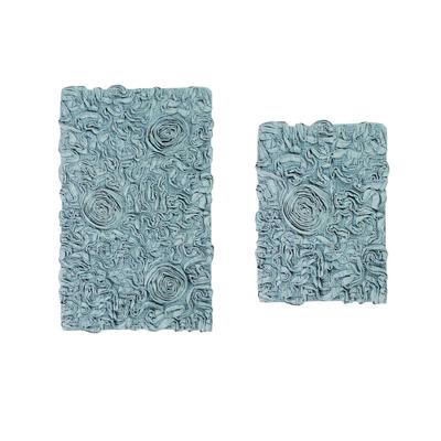 Bell Flower 2-Pc. Bath Rug Collection by Home Weavers Inc in Blue