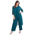 Plus Size Women's Three-Piece Lace Duster & Pant Suit by Roaman's in Deep Teal (Size 26 W) Duster, Tank, Formal Evening Wide Leg Trousers