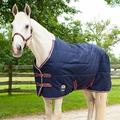 SmartPak Deluxe Stable Blanket - 69 - Med/Lite (100g) - Navy w/ Merlot & Silver Trim & Silver Piping - Smartpak