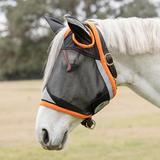 SmartPak HiVis Fine Mesh Fly Mask - Oversize - Black w/ HiVis Orange Trim & Reflective Strips - Smartpak