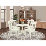 East West Furniture Dining Table Set- a Round Kitchen Table with Dropleaf and 4 Dinette Chairs, (Finish & Seat Options)