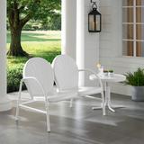 Griffith 2 Piece Metal Outdoor Conversation Seating Set - Loveseat & Table in White Finish