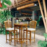 Chic Teak 3 Piece Teak Wood Orleans Bar Table/Chair Set With Cushions