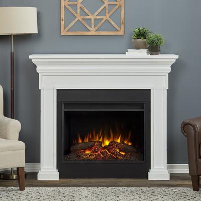 Emerson 56" Grand Electric Fireplace in Rustic White by Real Flame
