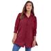 Plus Size Women's Kate Tunic Big Shirt by Roaman's in Dark Cherry (Size 34 W) Button Down Tunic Shirt