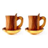Rainforest Bowls 3" Acacia Cup, Teaspoon, & Saucer/Set Size: 2, Wood | 4.3 H in | Wayfair AWRB-0004-02
