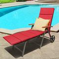 Latitude Run® 2pcs Folding Outdoor Rattan Chaise Lounge Chair Cushioned Recliner w/ Wheels&turquoise Cushion in Brown | Wayfair