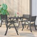 Wildon Home® Hamlig Square 4 - Person 31.5" Long Outdoor Dining Set w/ Cushions Wood in Brown/Gray/White | Wayfair 924FE540667C4A0F86C4F3A0160A7C0D
