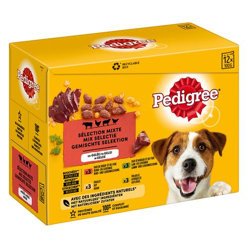 12 x 100g Adult Pouch in Gelee Pedigree Hundefutter nass