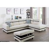 White/Black/Brown Sectional - Latitude Run® Ellenville 103.5" Wide Faux Sofa & Chaise w/ Ottoman Faux | 35 H x 103.5 W x 74.5 D in | Wayfair