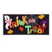 Evergreen Enterprises, Inc Halloween Sassafras Trick or Treat Switch 22 in. x 10 in. Non-Slip Outdoor Door Mat Rubber in Black | Wayfair 431325BL