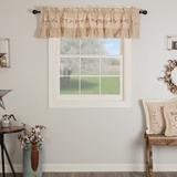 August Grove® Moravia Floral Cotton Ruffled Window Valance in Cream/Khaki/Tan 100% Cotton in White | 16 H x 90 W in | Wayfair