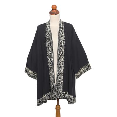 Midnight Rose,'Artisan Crafted Batik Kimono Jacket'