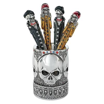 Design Toscano Gothic Skull Vessel and Pen Set