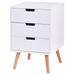 White Nightstand End Table with 3 Drawers Accent Wood Furniture