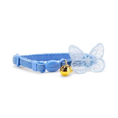 YOULY The Happy-Go-Lucky Blue Butterfly-Embellished Breakaway Kitten Collar, One Size Fits All