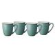 Denby - Elements Fern Green Coffee Mug Set of 4 - 330ml Stoneware Ceramic Tea Mug Set For Home & Office - Dishwasher Safe, Microwave Safe - Green, White - Chip Resistant