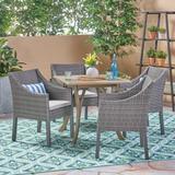 Parma Outdoor 5 Piece Acacia Wood/ Wicker Dining Set by Christopher Knight Home