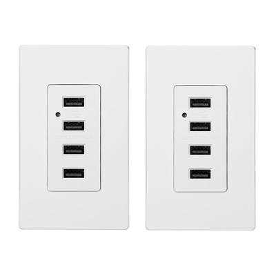 4 USB Charging Wall Outlets, UL-listed 4.2A USB Ports, 2 Wall Plate - 2PACK