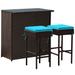 Outdoor 3PCS Patio Wicker Rattan Bar Set Table w/2 Cushioned Stools