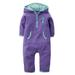 Carters Infant Girls Purple Penguin Hooded Fleece Jumpsuit Coverall Outfit