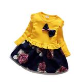 Little Girls Casual Dress, Cute Long Sleeve Knit Sweater Ruffle Floral Dress Fall Party Dress Clothes