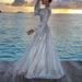 Alloet Royal Sequins Women Long Dress Tunic Long Sleeve V Neck Prom Gown
