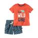 Carter's Baby Boys' 2-Piece Graphic Tee & Short Set, Wild One, 3 Months