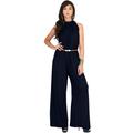 KOH KOH Long Pants Jumpsuit Formal One Piece Cocktail Evening Fall Dressy Pantsuit Romper Workwear Casual Outfit Tall Sleeveless Playsuit For Women Dark Navy Blue XX-Large US 18-20 NT202