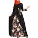 Women's Floral Printed Muslim Bow Knot Long Sleeve Casual Maxi Dress