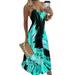 5XL Womens Plus Size Long Maxi Dress Sling Gradient Color Bohemian Sundress Casual Beach Holiday Party Dresses Plus Size