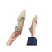 LUXUR Women Pointed Toe Square Toe Chunky Heels Slip On Pumps Shoes Mules Solid Color