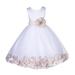 Ekidsbridal Ivory Floral Lace Bodice Rose Petal Tulle Junior Flower Girl Dress Girl Lace Dresses Tulle Dresses Beauty Pageant Gown Special Occasion Dresses Communion Dress Baptism Dress Ball Gown 165S