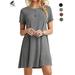 Sixtyshades Summer Crew Neck T-shirt Dresses A Line Short Sleeve Casual Loose Sundress (XL, Gray)