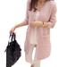 Women Spring/Autumn Mid Length Sweater Long Sleeve Cardigan Korean Slim Pocket Loose Knit Sweater Coat