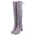 Avamo Womens Over Knee Boots Suede Block High Heels Boots Casual Party Shoes Lace Up