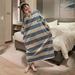 Women's Loose Striped Short Sleeves Mid-calf Straight Nightdress Plus Size Pajamas Casual Homewear