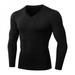 ZEROFEEL Male T-shirt Thicken Tight FitnessTraining Sports High-elastic Running T Shirt Tops V-neck Long Sleeve Casual Men Tee