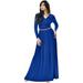 KOH KOH Long Sleeve Modest Fall Winter Evening Flowy Empire Waist Full Floor Length Cocktail Formal V-Neck Tall Maxi Dress Gown Abaya For Women Cobalt Royal Blue Large US 12-14 NT021