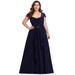 Ever-Pretty Womens Chiffon Long Maxi Wedding Party Plus Size Mother of the Bride Dresses for Women 79862 Navy Blue US14