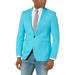 Azaro Uomo Men's Blazer Slim Dress Casual Linen Suit Sport Jacket Stylish, Turquoise Blue XXXX-Large