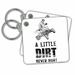 3dRose A Little Dirt Never Hurt Funny ATV Design - Key Chains, 2.25 by 2.25-inch, set of 2