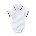 Luxsea Infant Baby Boys Girls Polo Collar Romper Summer Toddler Newborn Cute Cotton Solid Short Sleeve Snap Closure Jumpsuit Bodysuit Clothes for 0-12 Months Kids