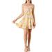 Allegra K Women's Spaghetti Strap Bowknot Lemon Dotted Dress