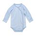 Under The Nile Baby Boys Organic Cotton Pale Blue Stripe Long Sleeve Side Snap Bodysuit with Mitts