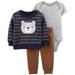 Carter's Baby Boys' 3-Piece Brown Bear Little Pullover Set - 3 Months