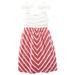 Infant Toddler Girls Pink & Cream Chevron Print Sun Dress Ruffle & Bow Sundress