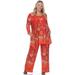 White Mark PSset-042-1X Plus Size Paisley Printed Head to Toe Printed Set, Red & White - Extra Large