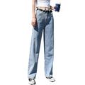 Listenwind Women Casual Baggy Jeans High Waisted Wide Leg Denim Pants Straight Stretch Trousers